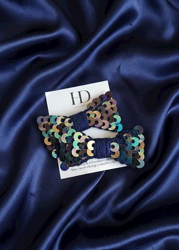 Lacivert Orgü Fiyonk Saç Tokası - Görsel 3
