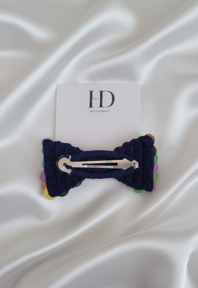 Lacivert Orgü Fiyonk Saç Tokası - Görsel 2