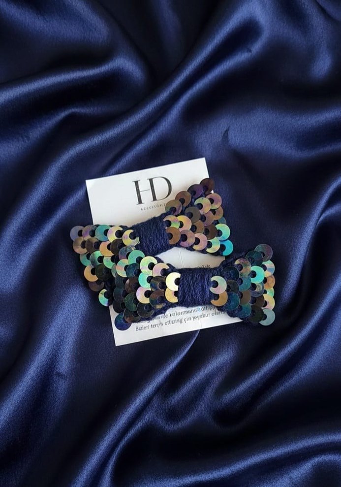 Lacivert Orgü Fiyonk Saç Tokası - Görsel 3