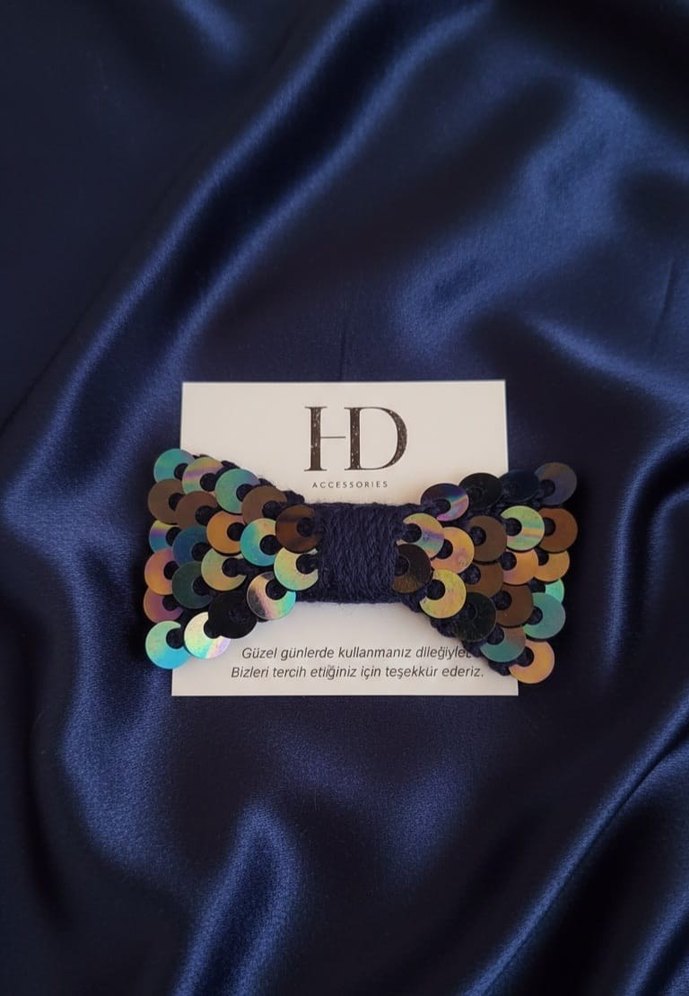 Lacivert Orgü Fiyonk Saç Tokası - Görsel 4