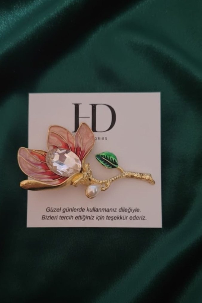 Pembe Çiçekli Broş - Görsel 3