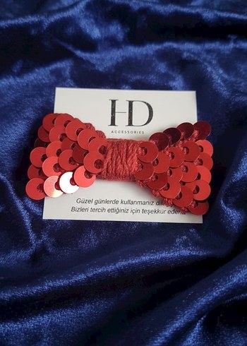 Örgü Kırmızı Fiyonk Saç Tokası - Görsel 4