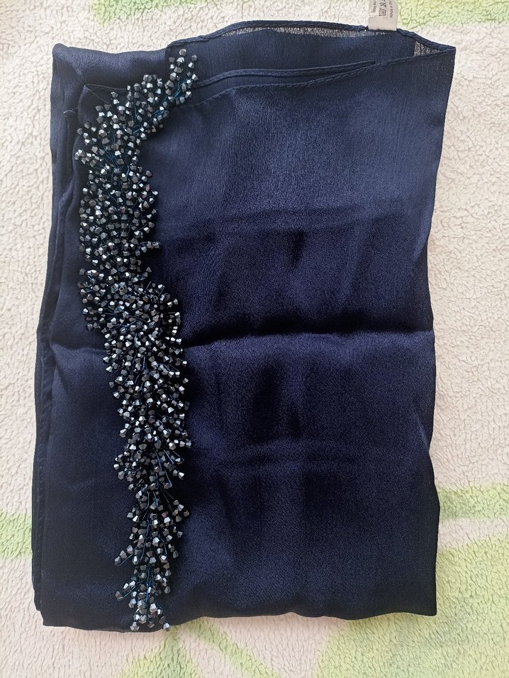 Kadın Lacivert Pelerin Detaylı Tesettür Abiye Elbise - Görsel 5