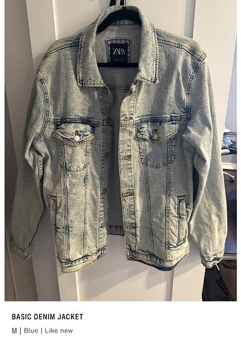 Zara Acik Mavi Basic Denim Ceket