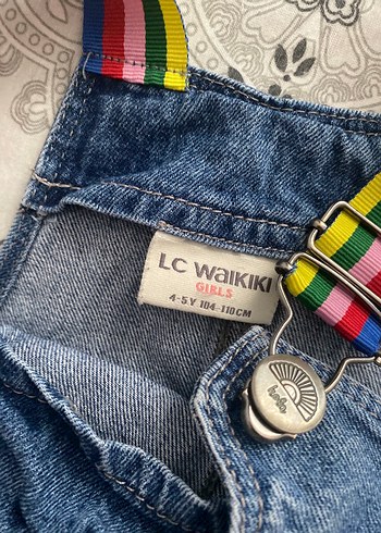 LC Waikiki Kızlar için Renkli Askılı Denim Salopet