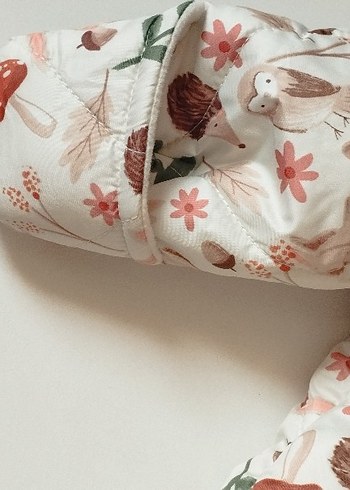 Beyaz Çiçekli Kız Bebek Tulumu mont - Görsel 5