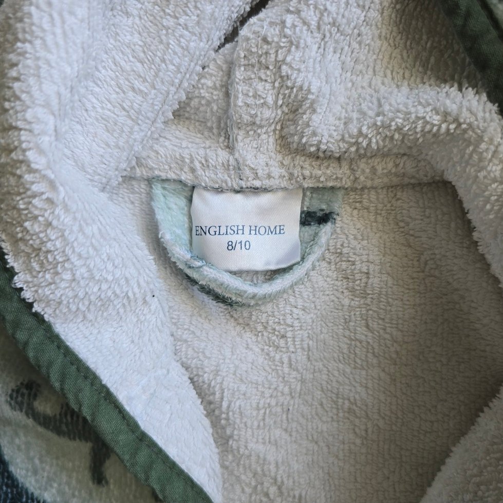 Erkek Çocuk Kapüşonlu Gri Baskılı Bornoz - Görsel 5