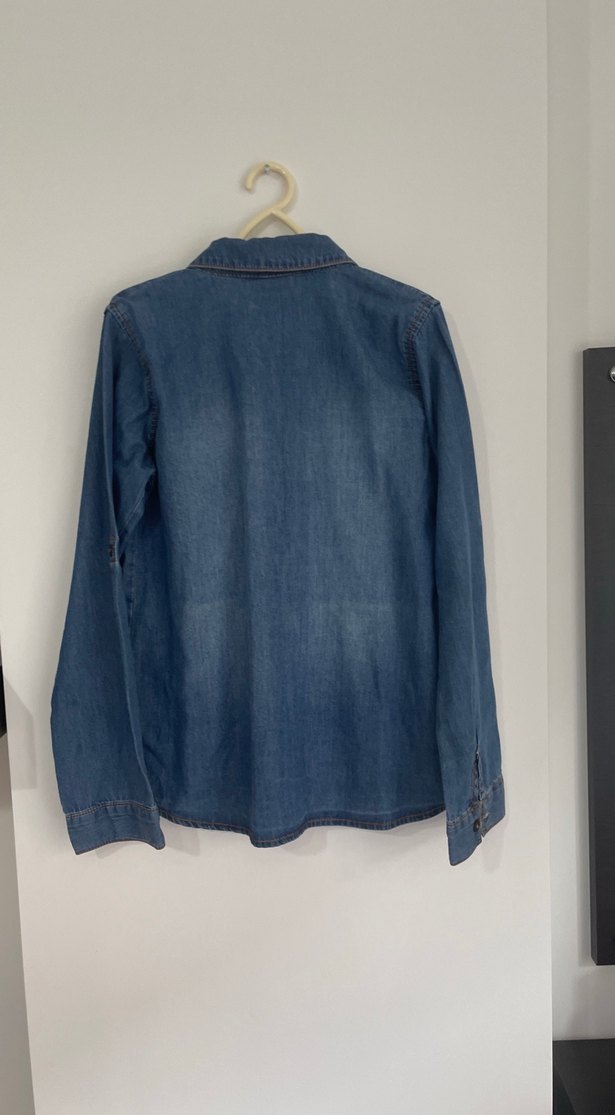 Nakışlı Mavi Kı çocuk Denim Gömlek - Görsel 5