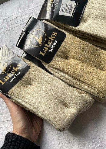 Erkek Bej Bohem Tarz Örgü çorap - Görsel 2