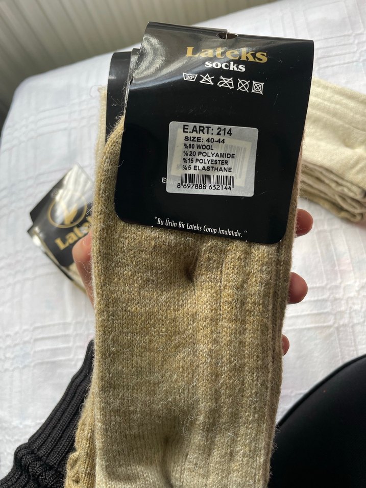 Erkek Bej Bohem Tarz Örgü çorap - Görsel 3