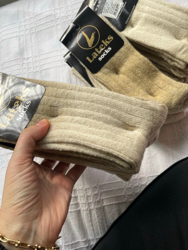 Erkek Bej Bohem Tarz Örgü çorap - Görsel 5