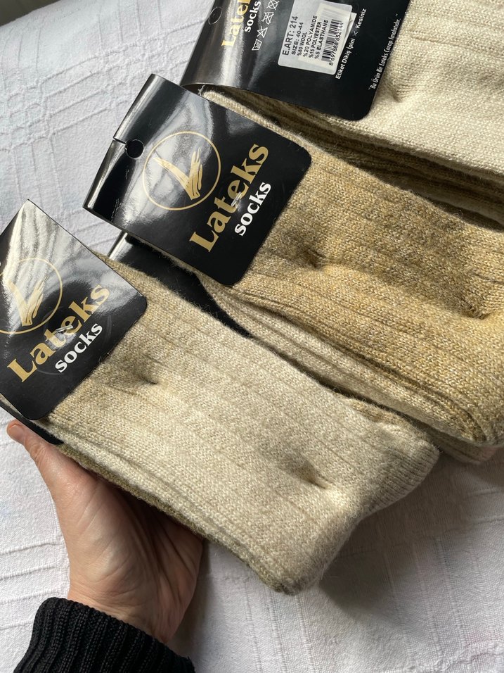 Erkek Bej Bohem Tarz Örgü çorap - Görsel 2