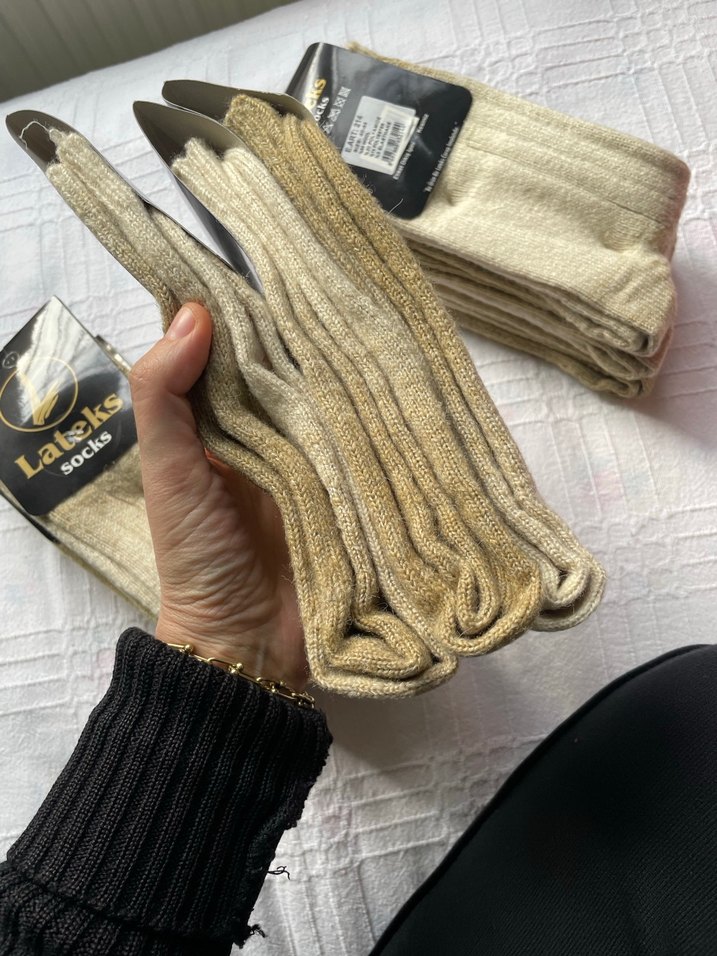 Erkek Bej Bohem Tarz Örgü çorap - Görsel 4