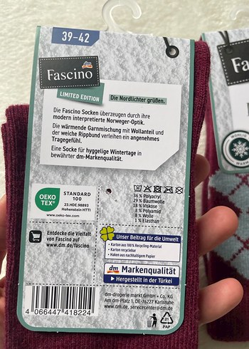 Bordo Gri Desenli Yün Çorap - Görsel 4