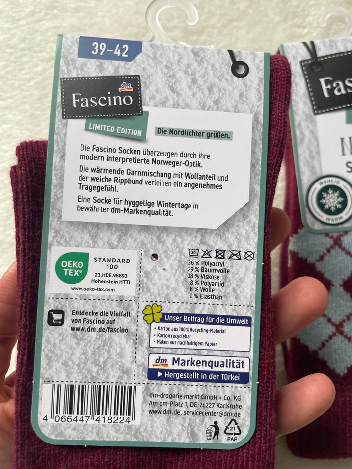 Bordo Gri Desenli Yün Çorap - Görsel 4