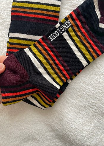 Kız Çocuk Çok Renkli Çizgili Yün Çorap - Görsel 4