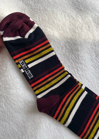 Kız Çocuk Çok Renkli Çizgili Yün Çorap - Görsel 3