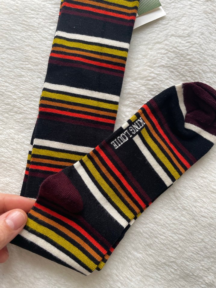 Kız Çocuk Çok Renkli Çizgili Yün Çorap - Görsel 2