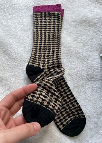 Kız Çocuk Kahverengi Desenli Çorap - Görsel 3