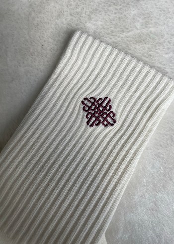 Beyaz Nakışlı Erkek Midi Çorap - Görsel 5