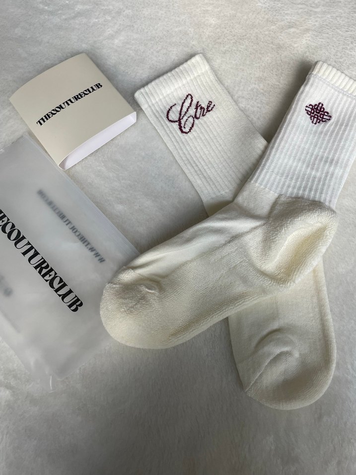 Beyaz Nakışlı Erkek Midi Çorap - Görsel 2