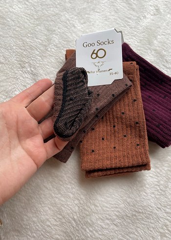 Kahverengi Puantiyeli Kız Çorabı - Görsel 2