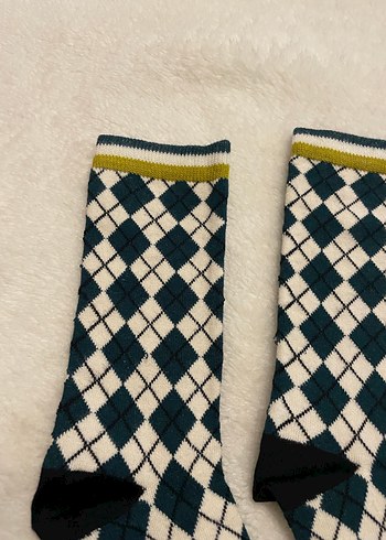 Bambu 100/80 Ekose Desenli Çok Renkli Çorap - Görsel 3