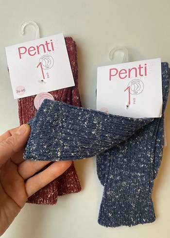 Penti Kız Çocuk Bordo Yün Çorap - Görsel 3