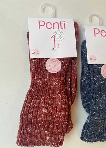 Penti Kız Çocuk Bordo Yün Çorap - Görsel 2