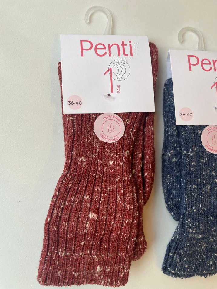 Penti Kız Çocuk Bordo Yün Çorap - Görsel 2