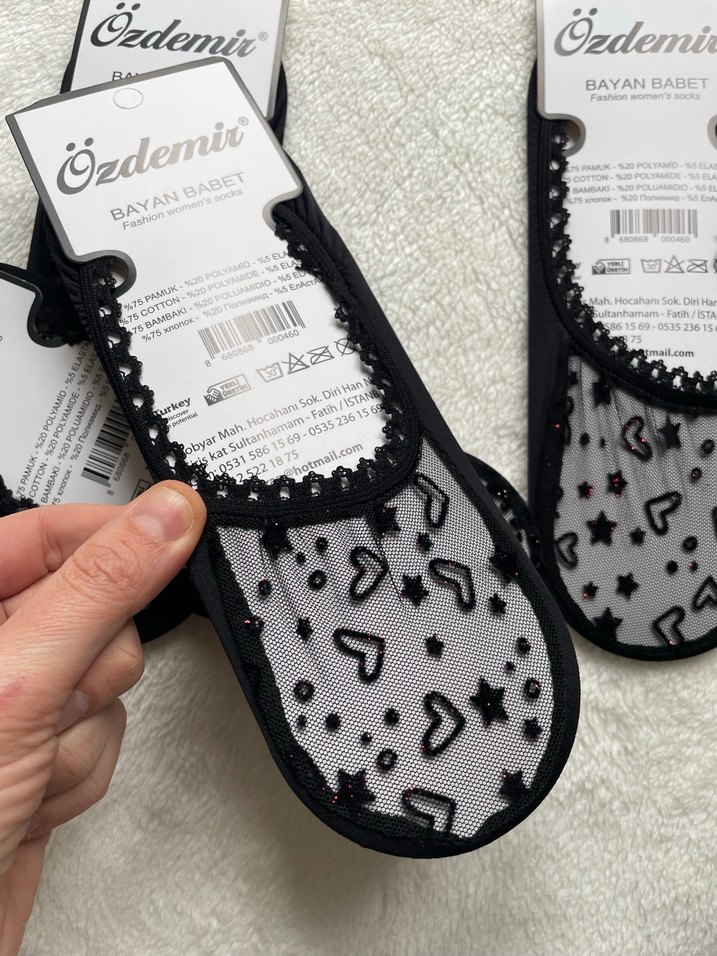 Özdemir Siyah Desenli Kadın Babet Çorap - Görsel 3