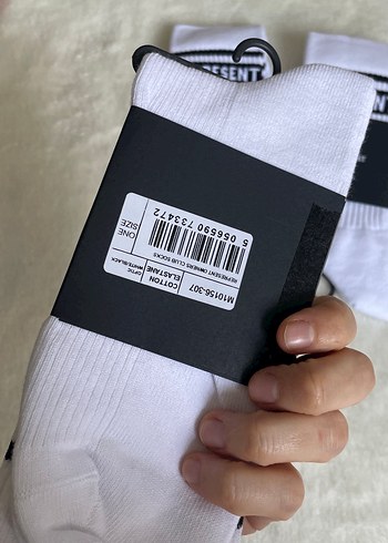 Beyaz Gri Çizgili Erkek Midi Çorap - Görsel 3