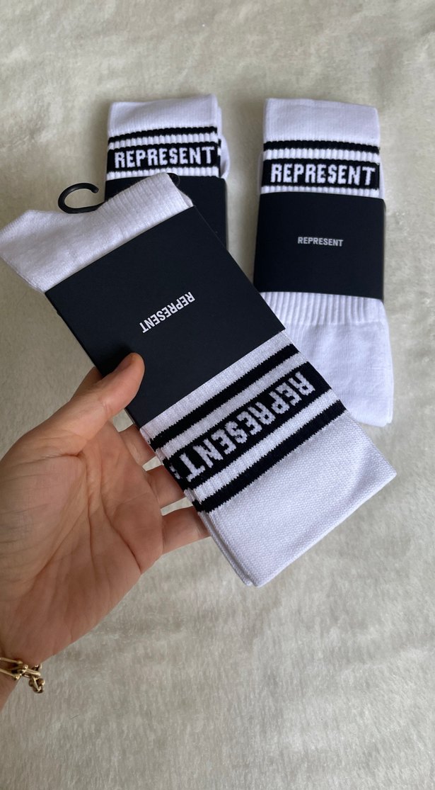 Beyaz Gri Çizgili Erkek Midi Çorap - Görsel 2
