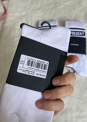 Beyaz Çizgili Erkek Spor Çorap Represent - Görsel 3