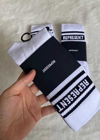 Beyaz Çizgili Erkek Spor Çorap Represent - Görsel 2