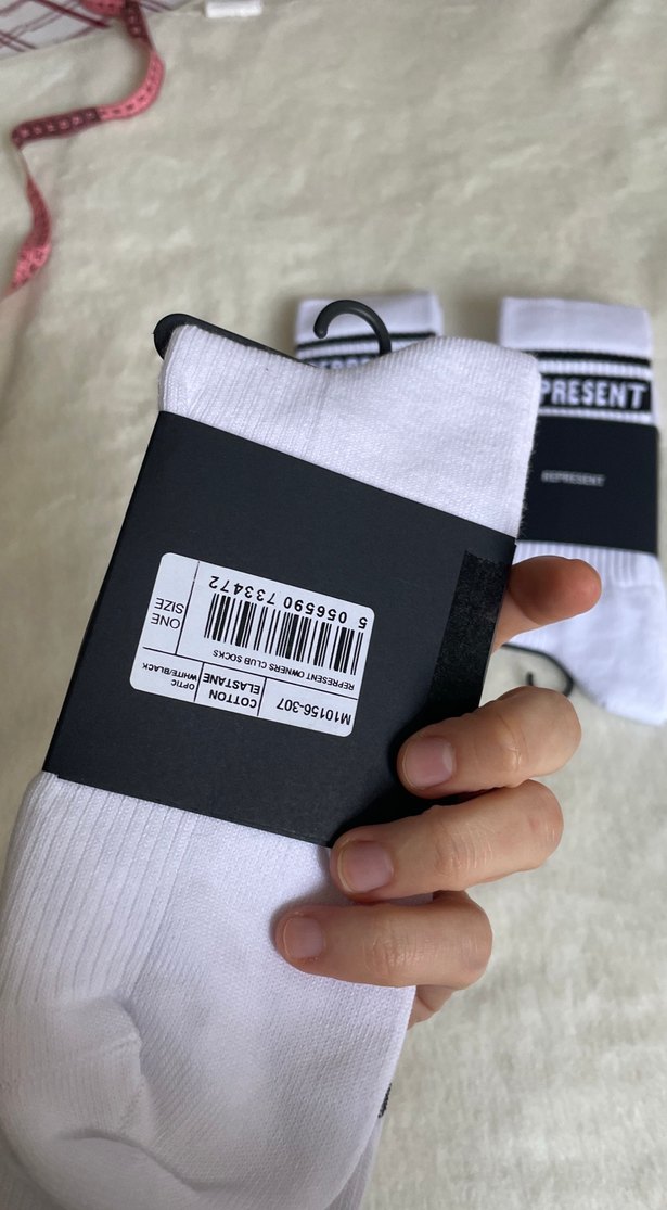 Beyaz Çizgili Erkek Spor Çorap Represent - Görsel 3