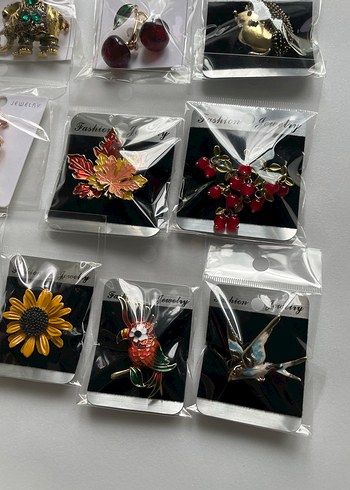 Çiçekli Payetli Vintage Broş Seti - Görsel 5