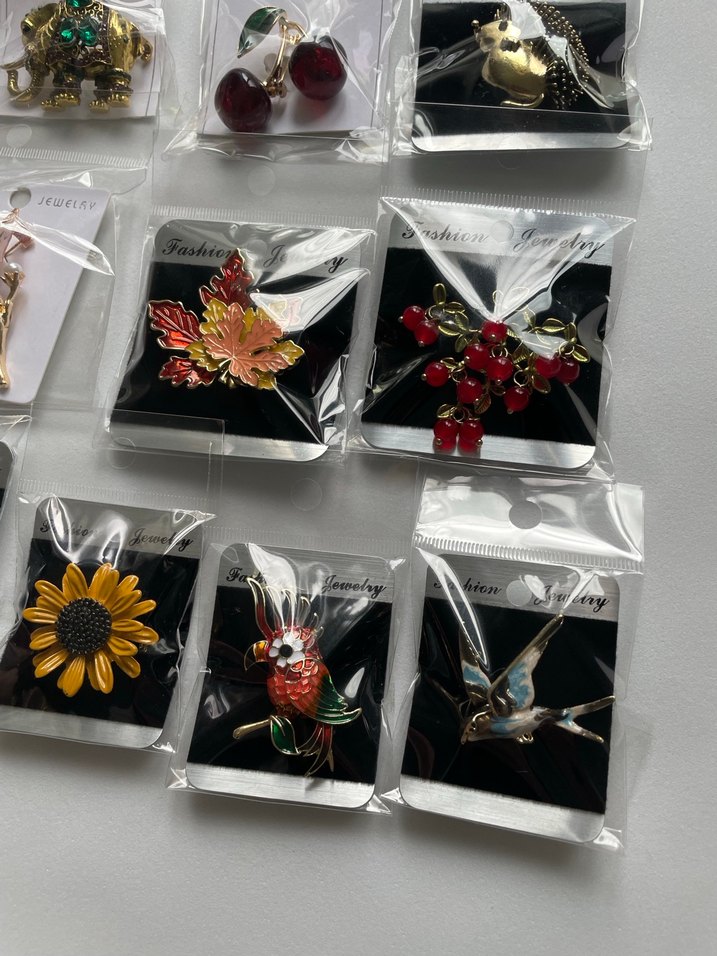 Çiçekli Payetli Vintage Broş Seti - Görsel 5