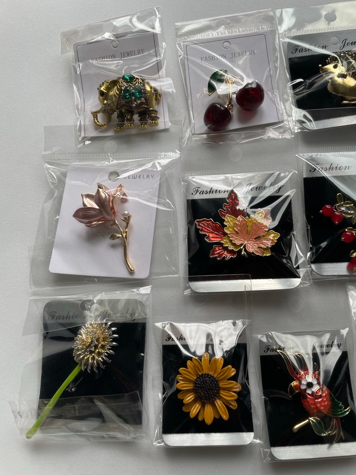 Çiçekli Payetli Vintage Broş Seti - Görsel 4