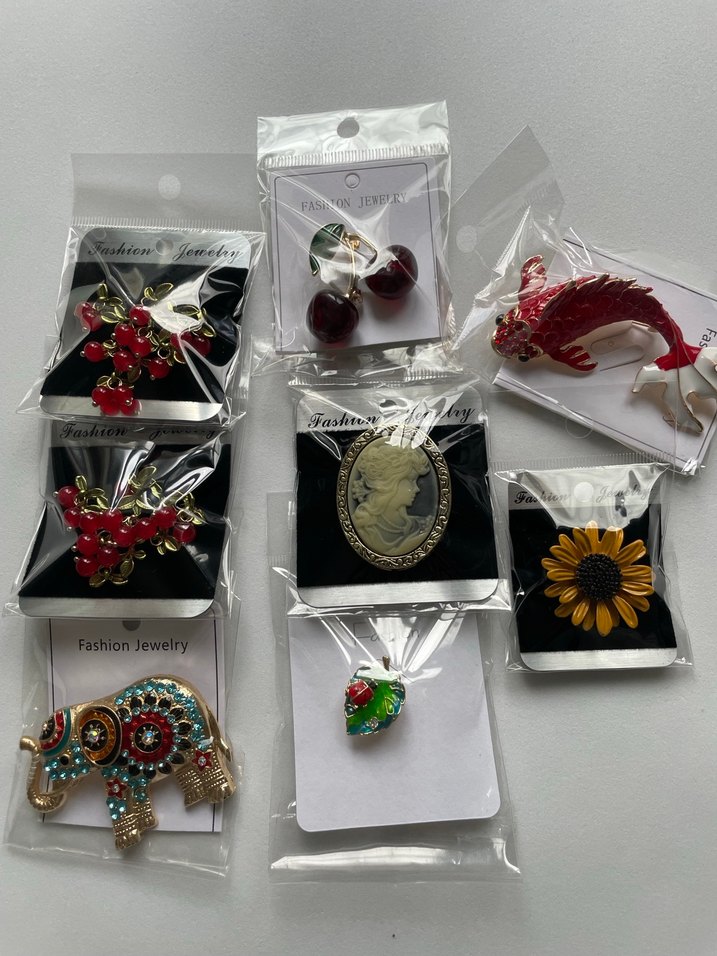 Çiçekli Payetli Vintage Broş Seti - Görsel 2