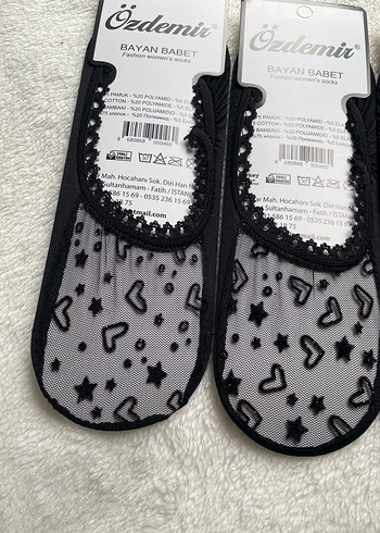 Nakışlı Siyah Kız Çorabı - Bayan Babet - Görsel 2