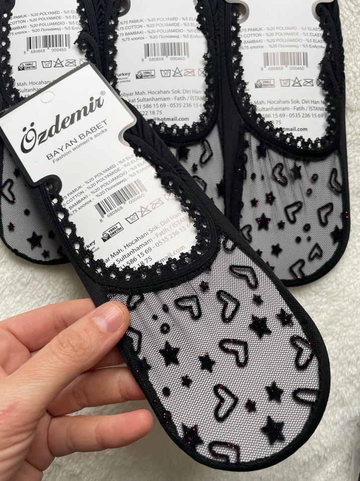 Nakışlı Siyah Kız Çorabı - Bayan Babet - Görsel 4