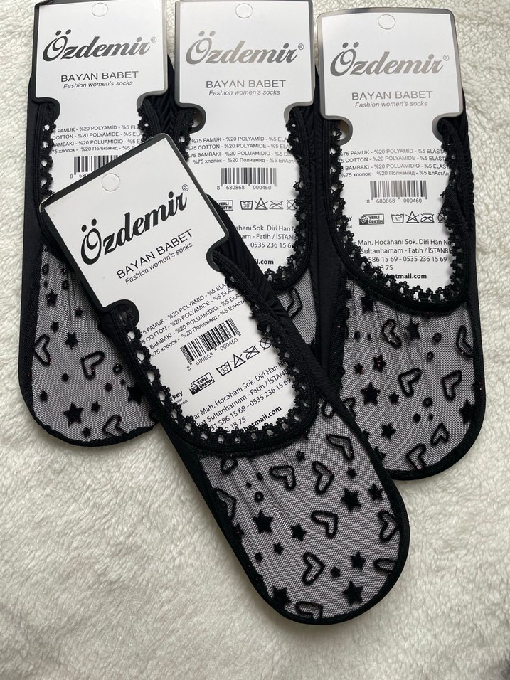 Nakışlı Siyah Kız Çorabı - Bayan Babet - Görsel 3