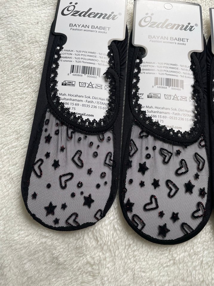 Nakışlı Siyah Kız Çorabı - Bayan Babet - Görsel 2