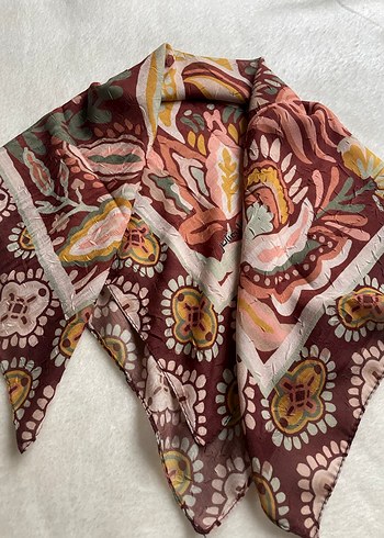 Bohem Tarzda Kahverengi Desenli Kadın Fular - Görsel 4