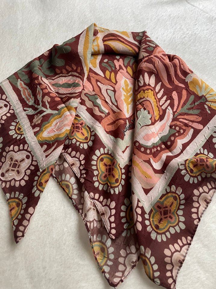 Bohem Tarzda Kahverengi Desenli Kadın Fular - Görsel 4