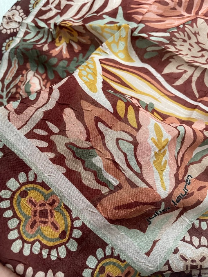 Bohem Tarzda Kahverengi Desenli Kadın Fular - Görsel 5