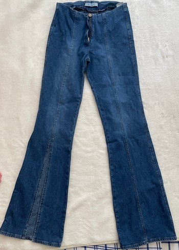 Roman Marka Mavi Kadin Denim Pantolon Normal Boy Fermuarli