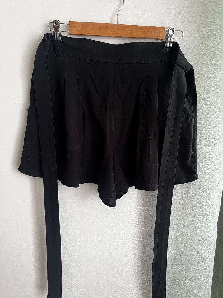 Siyah Beli Kuşaklı Hamile Mini Şort - Görsel 3