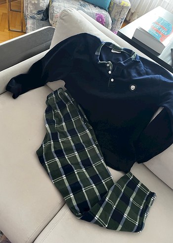 Erkek Koyu Yeşil Düğmeli Pijama Takımı - Görsel 2